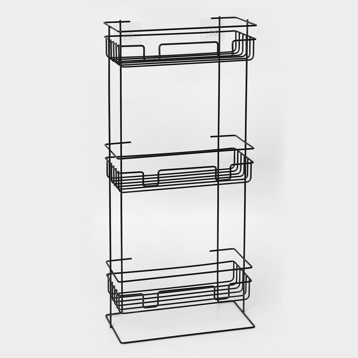 Полка прямоугольная 3-х ярусная, 12,5&times;66&times;29,5 см, цвет черный