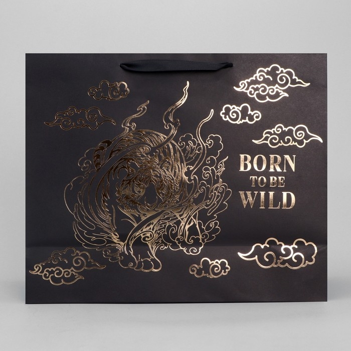 Пакет подарочный крафтовый с пластиковым окном, упаковка, &laquo;Burn to be wild&raquo;, 31 х 26 х 11 см