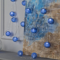 Гирлянда &laquo;Нить&raquo; 5 м с насадками &laquo;Клубки серые&raquo;, IP20, прозрачная нить, 20 LED, свечение белое, 220 В