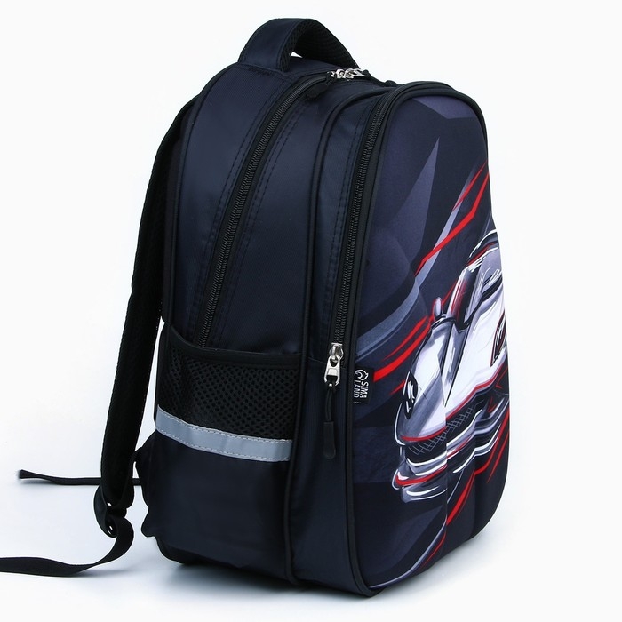 Рюкзак школьный каркасный 39&times;30&times;14 см &laquo;Машина&raquo;