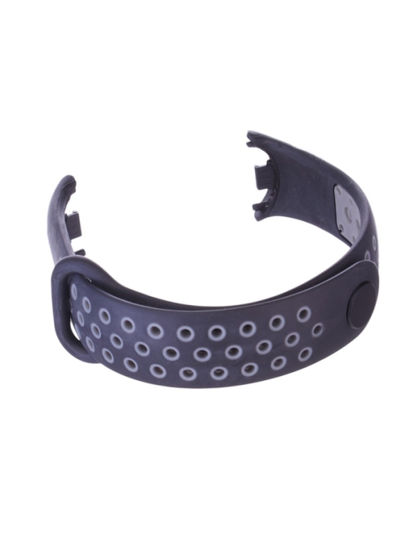 Ремешок Luazon для фитнес-браслета Mi Band 8, с перфорацией, чёрно-серый