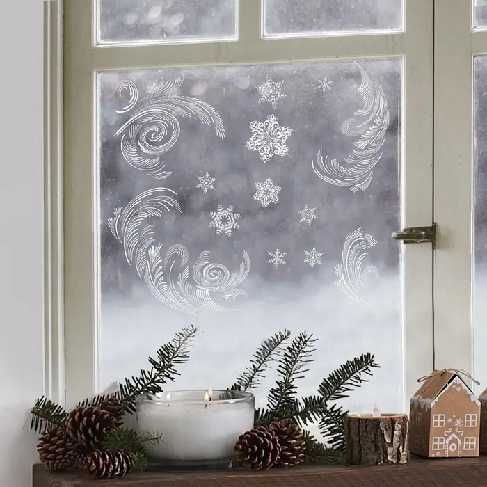 Наклейки новогодние на окна &laquo;Зимние узоры&raquo;, многоразовые, 50 х 70 см