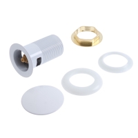 Донный клапан ZEIN engr, большая кнопка, с переливом, нержавеющая сталь, белый