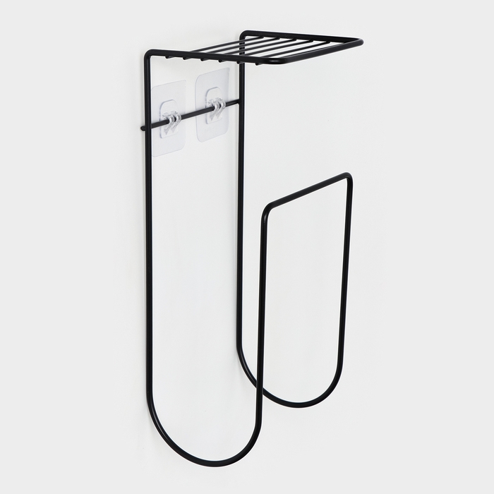 Держатель для полотенец с полкой, 15,5&times;12,5&times;33,5 см, цвет черный