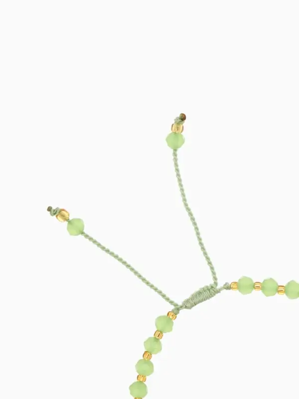 Браслет, длина 16 см, цв. фисташковый, золотой