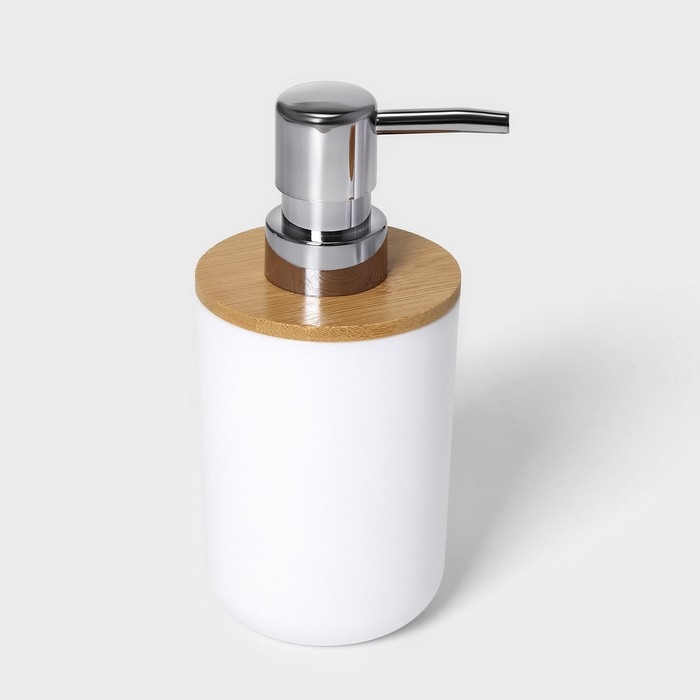 Набор аксессуаров для ванной комнаты SAVANNA &laquo;Вуди&raquo;, 6 предметов (мыльница, дозатор, 2 стакана, ёршик, ведро), цвет белый