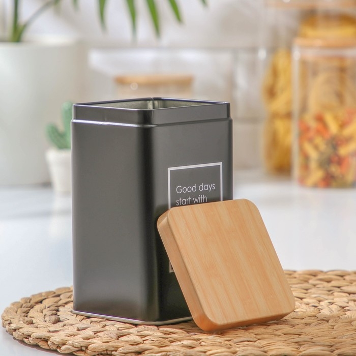Банка для сыпучих продуктов &laquo;Lifestyle кофе&raquo;, 9&times;9&times;15 см, цвет чёрный