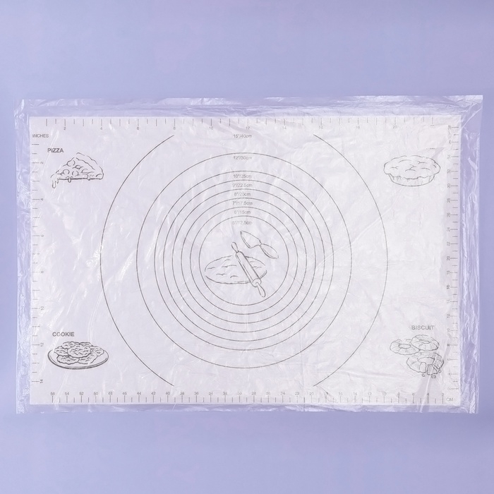 Коврик для выпечки и раскатки теста с разметкой, армированный &laquo;Эрме&raquo;, силикон, 59,5&times;40 см, белый