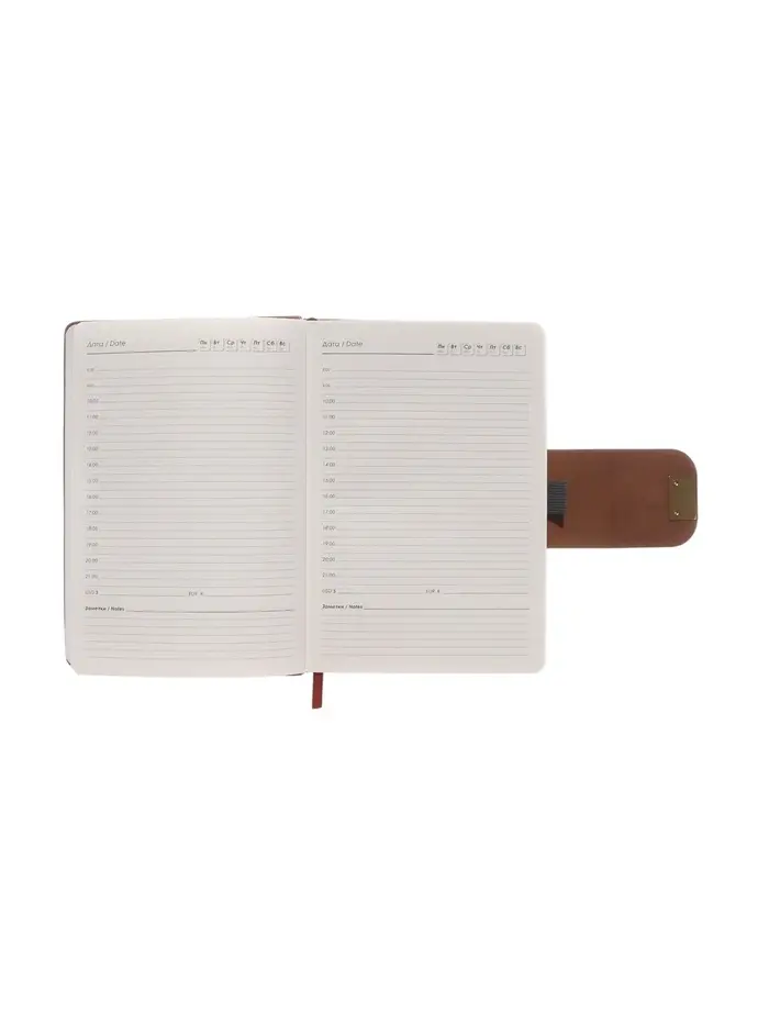 Ежедневник недатированный формат А5, с хлястиком, 96л, линия, пвх, Коричневый
