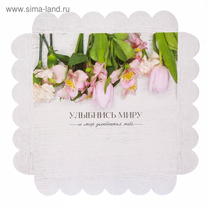 Коробка для печенья, кондитерская упаковка с PVC крышкой, &laquo;Улыбнись миру&raquo;, 21 х 21 х 3 см