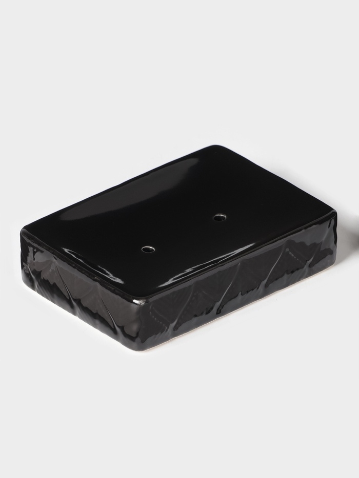 Набор для ванной &laquo;Лепесток&raquo;, 3 предмета, дозатор для мыла, стакан, мыльница, чёрный