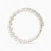 Браслет с жемчугом &laquo;Пружинка&raquo; стразинки, шар № 6, цвет белый в серебре, L=6 см