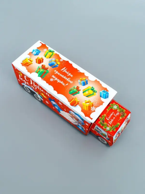 Подарочная коробка Новогодняя Фура &laquo;Везу радость&raquo; с анимацией 36&times;15&times;10 см