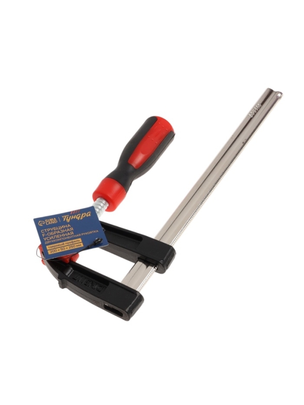 Струбцина F-образная усиленная ТУНДРА, тавровый профиль, 2К рукоятка, 200 х 50 х 250 мм