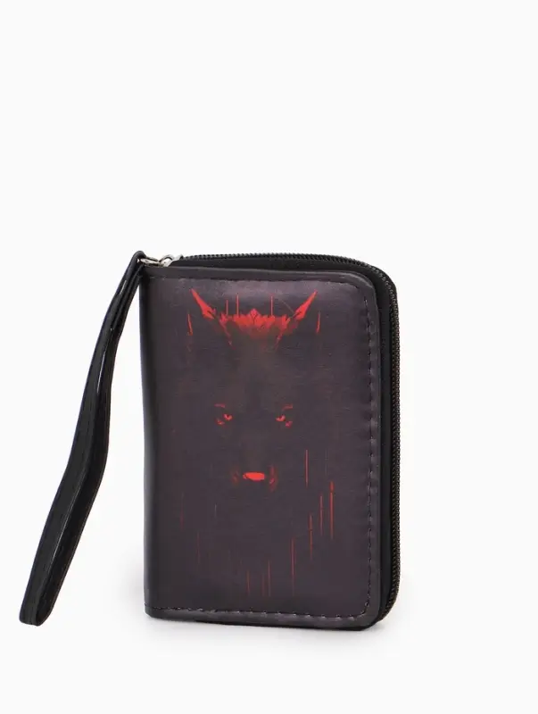 Кошелек дет 07-01-01 Июнь2529 волк, 12*1,5*9 см, 2 отд+отд/молн, д/карт, черный