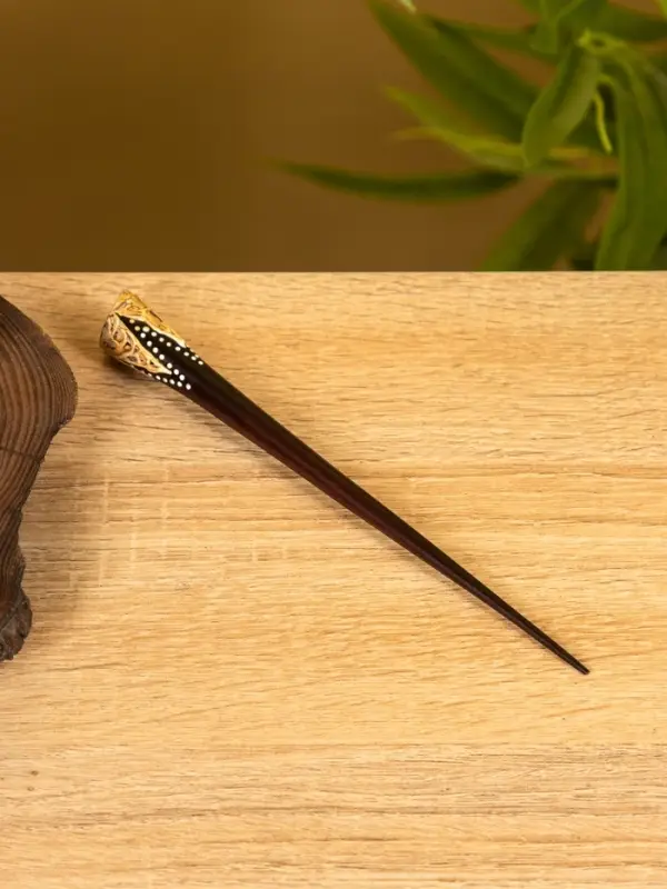 Заколка для волос "Спираль" дерево Албезия, 17 см, цв. коричневый