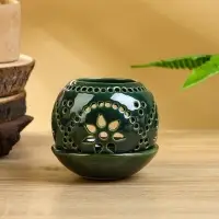 Аромалампа "Магнолия" керамика, цв. зелёный, 10х10х9 см