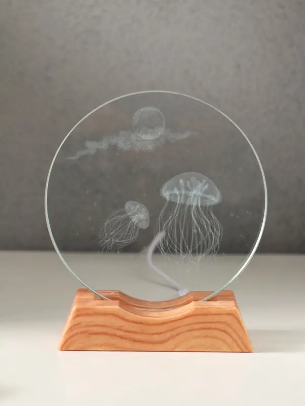 Сувенир стекло свет "Диск. Медузы" 5хLED d=10 см, USB 10х4х11,4 см