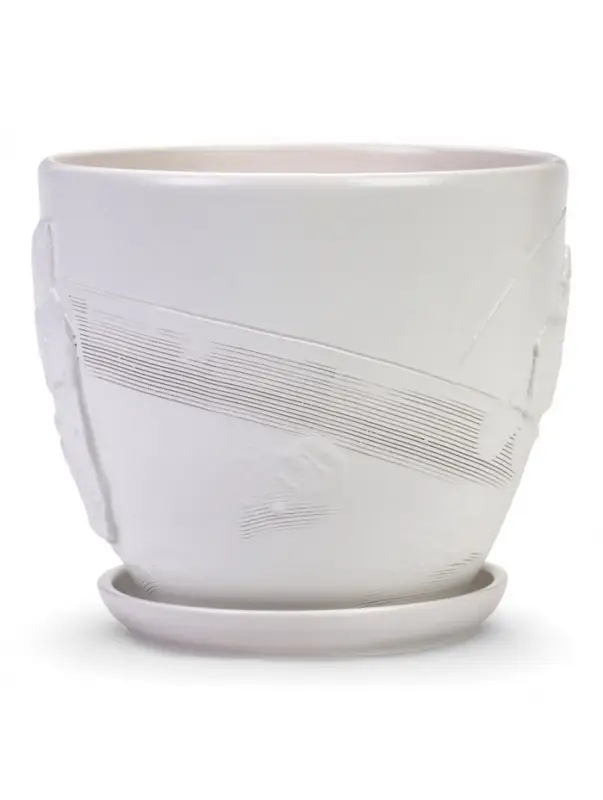 Горшок цветочный с поддоном 5 л, d122/h19,5 см белый керамика, "Голландия" (М)