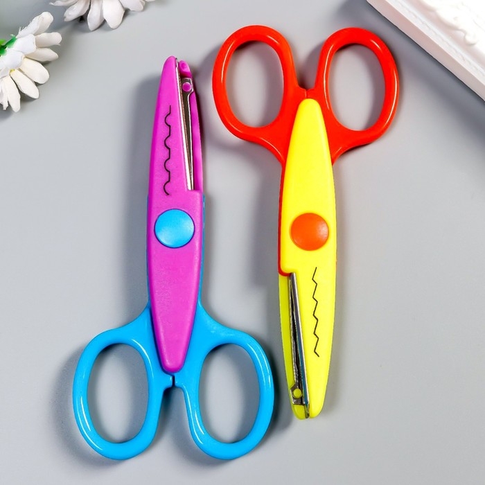 Ножницы фигурные 13,5 см "Яркие краски" МИКС набор 2 шт 15х9 см