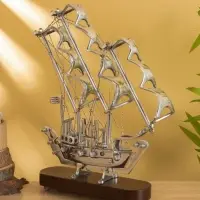 Корабль сувенирный 30х8х40 см, латунь