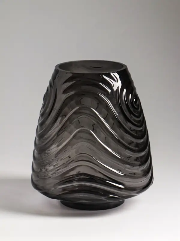 Ваза стекло настольная "Флер" 19,5х16 см, серый