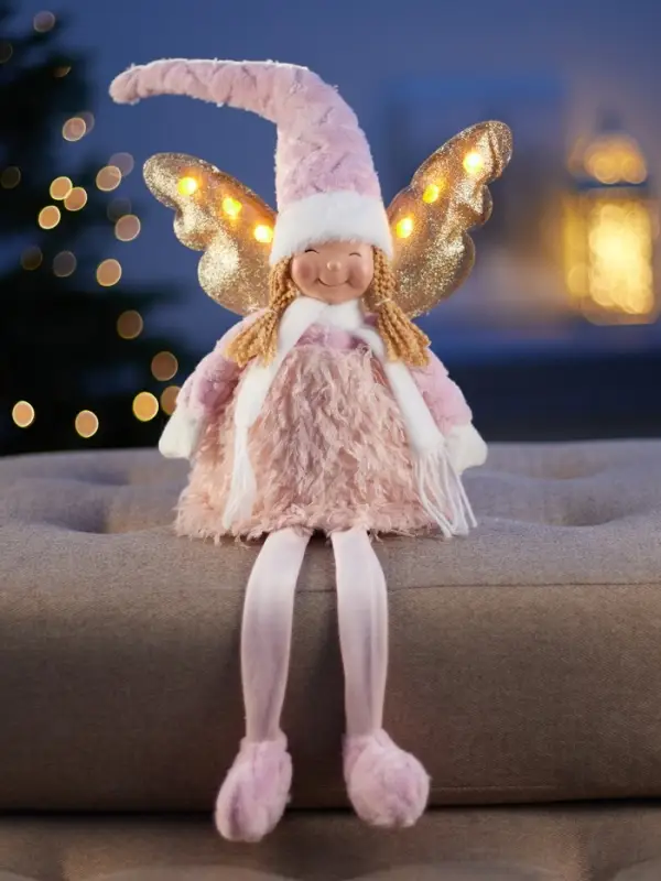 Фигура текстиль &laquo;Кукла в сером&raquo; 70 см, 6 LED, AG10x3 (в компл.), Т/БЕЛЫЙ