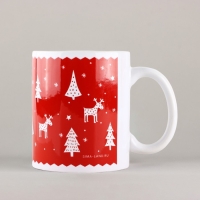 Кружка новогодняя керамическая &laquo;Новогодний узор&raquo;, 320 мл, цвет белый