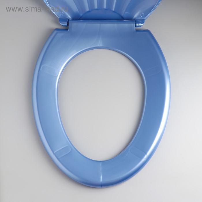 Сиденье для унитаза &laquo;Ракушка&raquo;, 44,5&times;37 см, с крышкой, голубой перламутр
