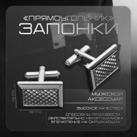 Запонки нержавеющая сталь &laquo;Прямоугольник&raquo; с точечным нанесением, цвет серебро