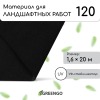 Материал для ландшафтных работ, 20 &times; 1,6 м, плотность 120 г/м&sup2;, спанбонд с УФ-стабилизатором, чёрный, Greengo, Эконом 30%