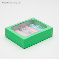 Коробка сборная, крышка-дно, с окном, мятная, 18 х 15 х 5 см