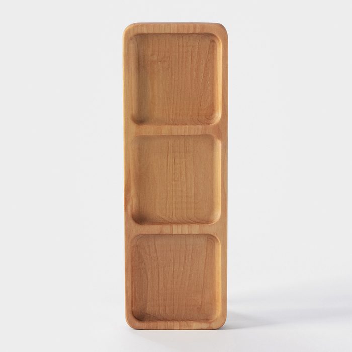 Менажница деревянная Доляна, 30&times;10&times;1,8 см, 3 секции, берёза