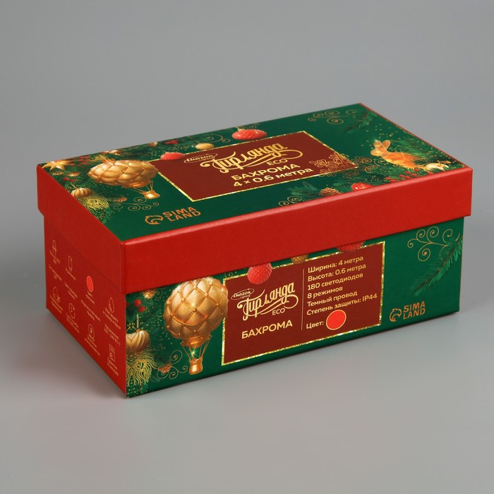 Гирлянда &laquo;Бахрома&raquo; 4 &times; 0.6 м, IP44, тёмная нить, 180 LED, свечение красное, 8 режимов, 220 В