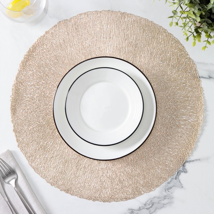 Набор салфеток сервировочных на стол Доляна &laquo;Соломка&raquo;, d=38 см, 4 шт, цвет золото