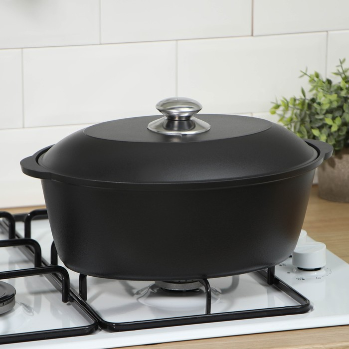 Утятница &laquo;Традиция&raquo;, 4 л, алюминиевая крышка, антипригарное покрытие, цвет чёрный