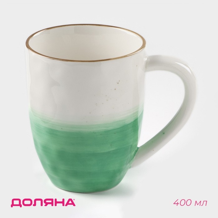 Кружка фарфоровая Доляна &laquo;Космос&raquo;, 400 мл, цвет зелёный