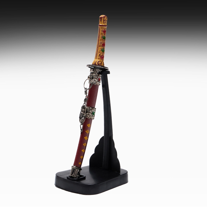 Сувенирное оружие &laquo;Катана на подставке&raquo;, коричневые ножны, микс, 17см