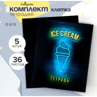 Комплект тетрадей из 5 штук, 36 листов в клетку Calligrata "Неон", обложка мелованный картон, блок офсет