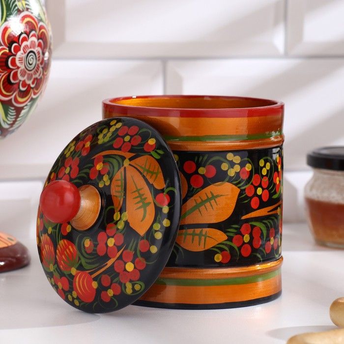 Кадочка &laquo;Земляничка&raquo;, средняя, 8,5&times;15 см, хохлома