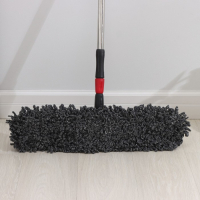 Швабра для мытья пола Доляна, плоская, микрофибра букли, железный флаундер, телескопическая стальная ручка, 62&times;13&times;84(130) см