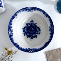 Тарелка &laquo;Трапеза&raquo;, большая, D=20 см, гжель