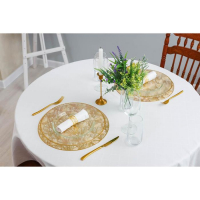 Салфетки сервировочные на стол Доляна &laquo;Веер&raquo;, d=38 см, 4 шт, цвет золотой