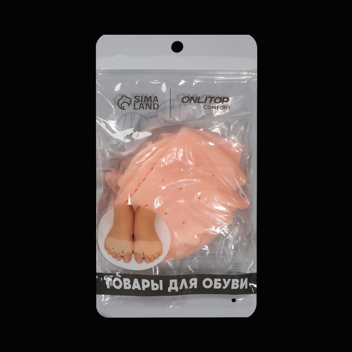 Корректоры - разделители для пальцев ног, на манжете, дышащие, 4 разделителя, силиконовые, 8 &times; 7 см, пара, цвет бежевый