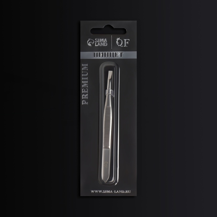 Пинцет &laquo;Premium&raquo; прямой, узкий, 9 см, на блистере, цвет серебристый