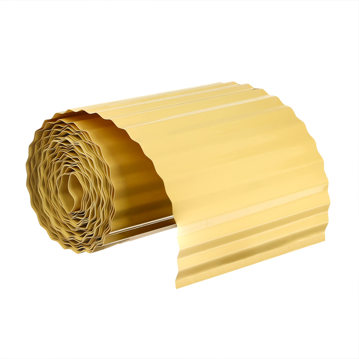 Лента бордюрная, 0.2 &times; 9 м, толщина 0.6 мм, пластиковая, гофра, жёлтая, Greengo