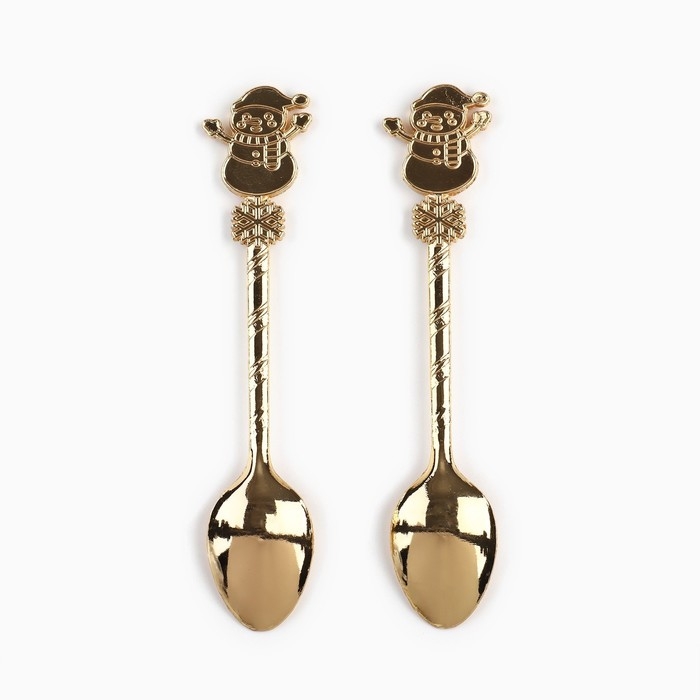 Ложки новогодние чайные с формовой ручкой &laquo;Новый год: Все желания сбудутся&raquo;, 11 х 3 см