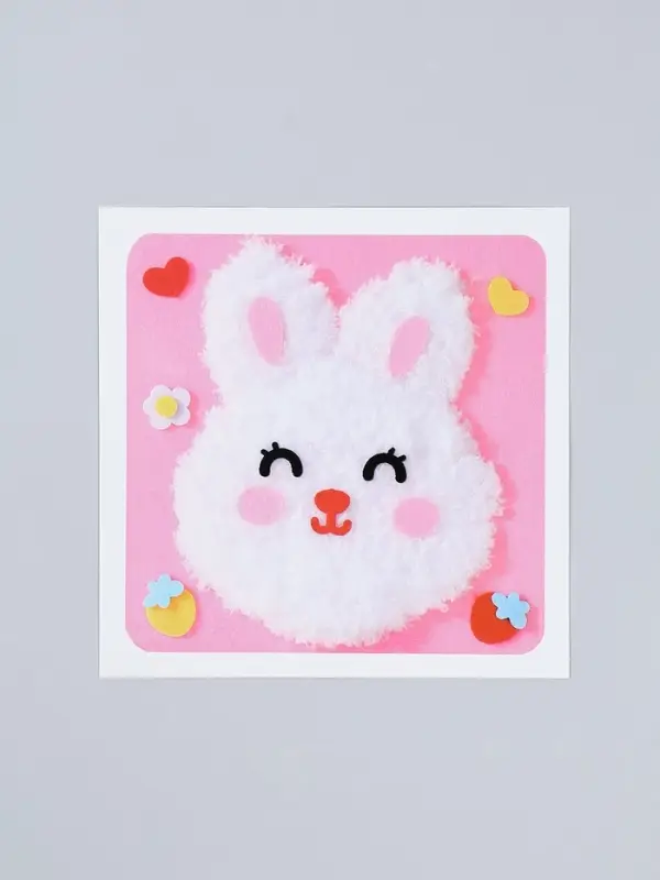 Вышивка по фетру "Зайка", 20,5*20,5 см, цвет розовый