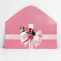 Конверт для денег &laquo;Бант розовый&raquo;, 16.5 х 8 см