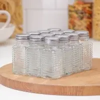 Набор стеклянных солонок Доляна &laquo;Линии&raquo;, 12 предмета: 100 мл, 4&times;9 см, цвет прозрачный